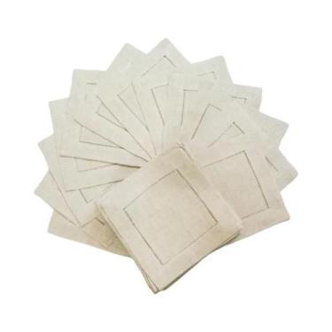 Imagem de Conjunto De 6 Sousplats De Linho Branco, Decoração Rústica Para Mesa D