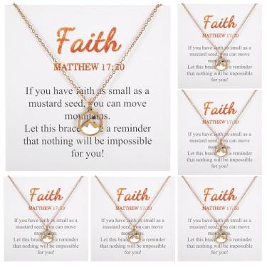 Imagem de SXoonKing 6 unidades de colar de semente de mostarda, joias de semente de mostarda dourada, colares de montanhas para meninas adolescentes, aniversários, amizade, incentivo, formatura, fé religiosa