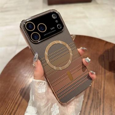 Imagem de HTVJFXCapa fosca ultrafina em fibra de carbono para iPhone 16 Pro com carregamento sem fio magnético e revestimento em TPU fosco (para iPhone 16 Pro/Dourado Deserto)