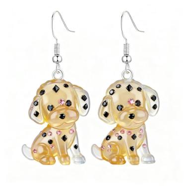 Imagem de OSCCI Adoráveis brincos de acrílico para filhotes de cachorro – Ganchos de liga durável, com tema de animal de estimação fofos, ótimos para roupas casuais e de festa, Acrílico, Sem pedra preciosa