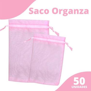 Imagem de Saco Organza - Saquinho 9x12 Rosa C/ 50 Para Lembrancinha - Nybc