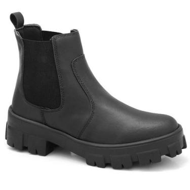 Imagem de Bota Coturno Chelsea  Feminina Elastico Cano Curto Preta - Nshoes, Pre