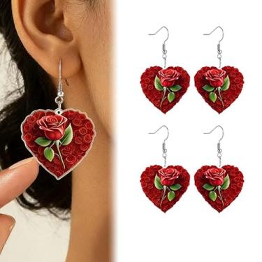 Imagem de Brinco de acrílico com pingente, joia moderna, presente de amor para esposa e mulher, romântico, one size, Acrílico, Sem pedra preciosa