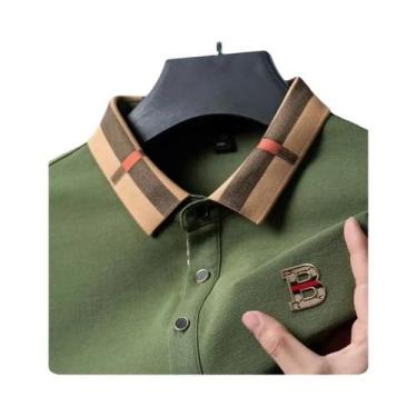 Imagem de Camisa Polo Masculina De Luxo Em Seda E Algodão Para O Verão, Manga Cu