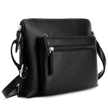 Imagem de GOINSOUND Bolsas transversais femininas de couro, bolsa de ombro moderna com alça ajustável para uso diário, Preto 2