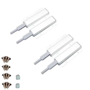 Imagem de 2 peças de trava magnética dupla reflexa dourada para porta aberta, ferragens de gabinete de pressão para abrir em liga de alumínio, ajustável para armários e gavetas (prata)