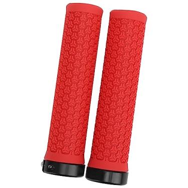 Imagem de Aoresac Anel de Trava de Liga Alumínio Grau Aviação, Punhos Absorção Choque do Guiador, Com Superfície Borracha Antiderrapante, MMaximize o Controle para Andar (Vermelha)