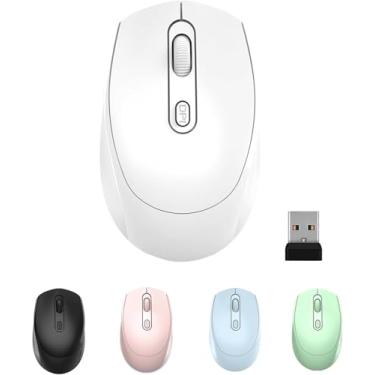 Imagem de Mouse sem fio, mouse de modo único alimentado por bateria (conexão receptor USB de 2,7 G), mouse silencioso portátil, adequado para laptop/desktop/tablet