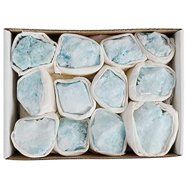 Imagem de 1 caixa de cristal natural pedras de sodalita azul aragonita pedras adivinhação pedras naturais minerais brutos decoração de casa decoração de casa