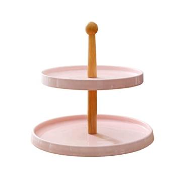 Imagem de Suporte de bolo, suporte de prato de frutas, mesa de sobremesa de estilo europeu, prato de refresco de doces, cremalheira criativa de duas camadas, prato de frutas, suporte de cupcake de aniversário