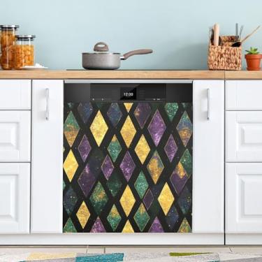 Imagem de ATTX Capa magnética para lava-louças Mardi Gras | Adesivo decorativo de eletrodomésticos de 58 x 66 cm para armários domésticos e eletrodomésticos (70)