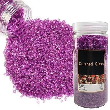 Imagem de HappyFiller Pedaços quebrados de areia de vidro triturado roxo de 600 g, 3 a 8 mm, artes de resina, glitter para unhas, artesanato, cobertura de solo de plantas suculentas, enchimento de vaso