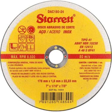 Imagem de Caixa Disco de Corte 7" - Inox Starrett (12 unidades)