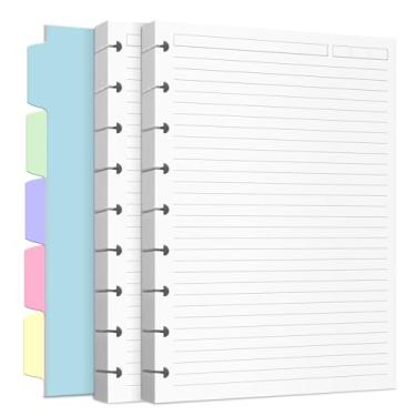 Imagem de Refil de papel Discbound, tamanho clássico (17,8 cm x 23,5 cm), refil de papel para sistema de anotações, inserções planejadoras de disco com 240 páginas, divisórias de 5 folhas, inserções de fichário