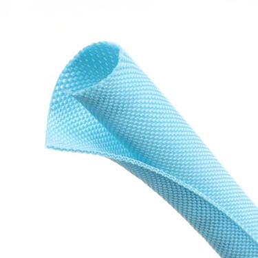 Imagem de Tubo de tear de fio automotivo, protetores de cabo trançado dividido de animais de estimação que não mastigam, gerenciamento de cabos flexíveis para TV/computador/fios elétricos (azul celeste, 1/5.1