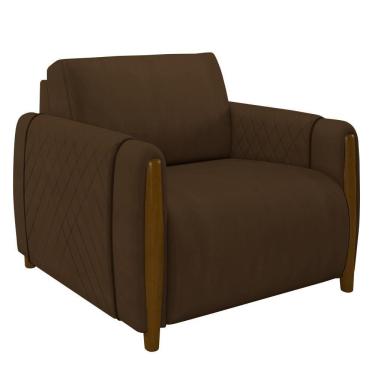 Imagem de Poltrona Decorativa Para Sala De Estar 98cm Amaranto M22 Veludo Marrom - Mpozenato