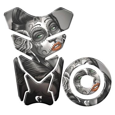 Imagem de Adesivo Protetor Tanque E Bocal Moto Yamaha Caveira Mexicana Preto