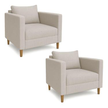 Imagem de Kit 2 Poltronas Decorativa Helena Linho Bege Dal Poz Estofados