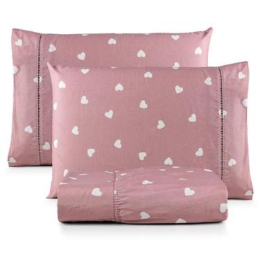 Imagem de Jogo De Lençol Casal 3 Peças Com Elastico e Fronha Algodão 160 Fios - 