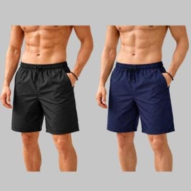 Imagem de Kit 2 Bermuda Masculina Tactel Casual Leve Cós Elástico-Masculino