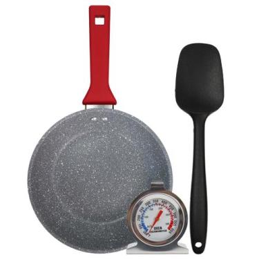 Imagem de Kit Frigideira Volcano Com 20cm Antiaderente Com Espátula E Termômetro