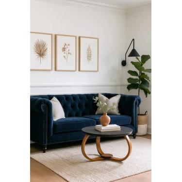 Imagem de mesinha de centro pés cebola tampo de 60 cm com vidro - Lc Marques, Ta