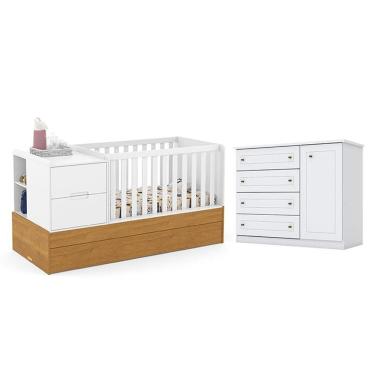 Imagem de Berço Americano Multifuncional Formare Branco Freijó - Matic E Cômoda Infantil Americano Branco Hp - Henn