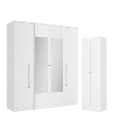 Imagem de Guarda Roupa Casal Splendore Glass 4 Portas Branco Acetinado E Multiuso Space Branco - Thb