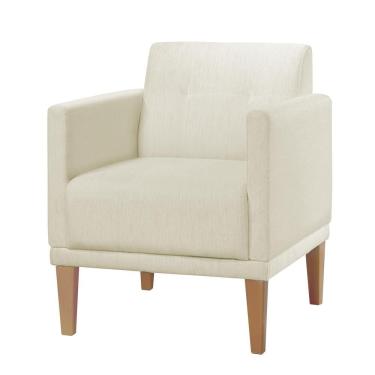 Imagem de Poltrona Helena Linho Bege Com Pés Em Madeira