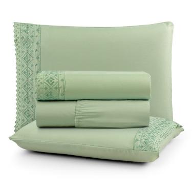 Imagem de Jogo De Cama Nobless Solteiro 03 Peças 100% Poliéster - Verde Folha