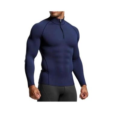 Imagem de Camiseta De Compressão Masculina Slim Fit De Manga Longa Para Fitness,