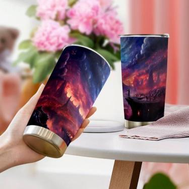 Imagem de Copo de viagem Oasisdream 600ml em aço inoxidável com impressão em nuv