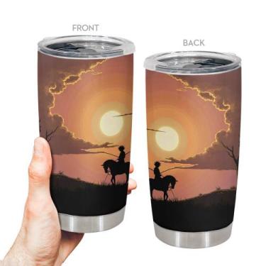 Imagem de Caneca de viagem Oasisdream Tumbler de aço inoxidável 600mL com tampa