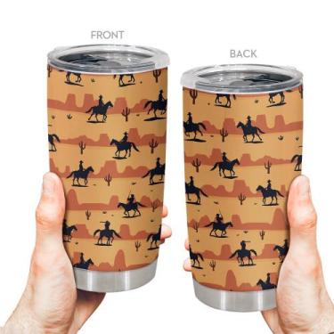 Imagem de Copo de viagem, caneca de café Oasisdream, 600 ml com estampa de caval