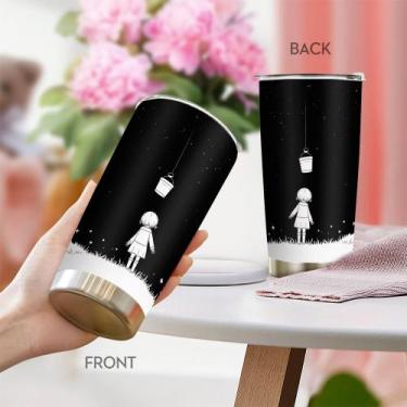 Imagem de Copo de viagem, caneca de café Oasisdream, 600 ml com estampa feminina