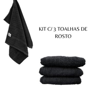 Imagem de Kit Toalha De Rosto Briza 100% Algodão - Preta