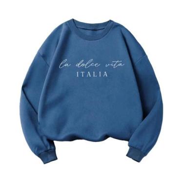 Imagem de Moletom Feminino Multicolorido Y2K Com Estampa La Dolce Vita, Pullover