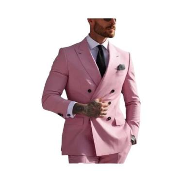 Imagem de Terno Masculino Laranja Formal De 2 Peças Com Botões Metálicos Para Ca