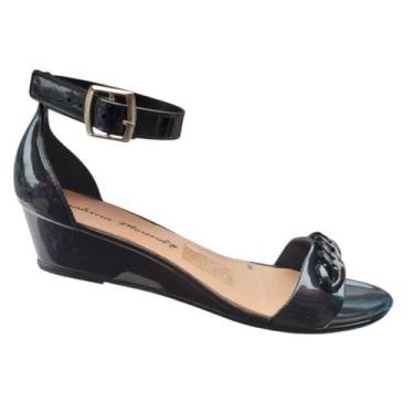 Imagem de Sandália Janahina Anabela Salto Baixo Retrô Moda Francesinha - Janahin