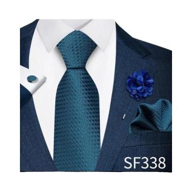 Imagem de Conjunto De Gravata Masculina Roxa Paisley Com Lenço De Bolso E Abotoa