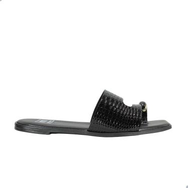 Imagem de Tamanco Rasteira Feminino Moleca Verniz Croco Preto 5560.106
