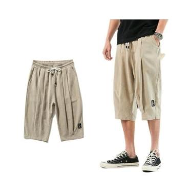 Imagem de Calça Harém Masculina Plus Size - Verão, Estilo Chinês, Comprimento Cu