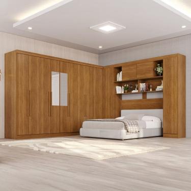 Imagem de Guarda-roupa de Canto com Espelho Modulado 11 Portas 4 Gavetas Portugal Cinamomo