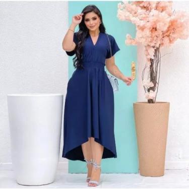 Imagem de Vestido Mullet Lastex na Cintura Moda Evangélica Feminina - Miss FLOWE