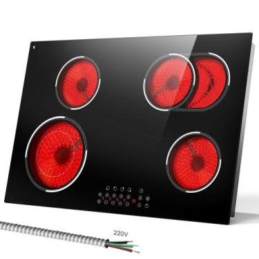 Imagem de Fogão elétrico Traenvir 4 queimadores 6600W 30" Cerâmica 220V, 220V