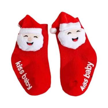 Imagem de Meias De Natal Vermelhas Para Bebês, Quentes E Tricotadas, Com Estampa
