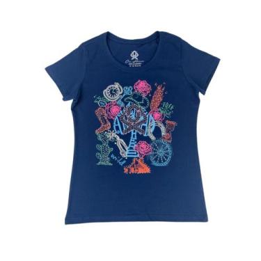 Imagem de Camiseta Country Feminina Marinho Com Brilho Ox Horns - Ref. 6333, GG