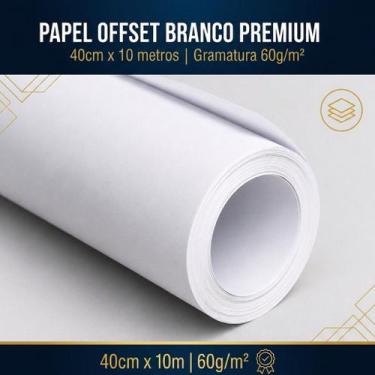 Imagem de Bobina Papel Offset 60g Branco Rolo Sulfite 40cm x 10m Premium Moldes 