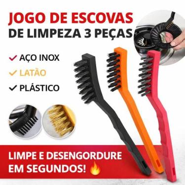 Imagem de Kit Escova De Aço Ferro Fogão Cantinho Limpeza Churrasqueira - Genéric