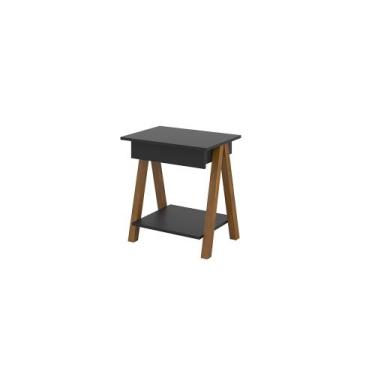 Imagem de Mesa Lateral Old 1 Gaveta Preto Amêndoa Tebarrot